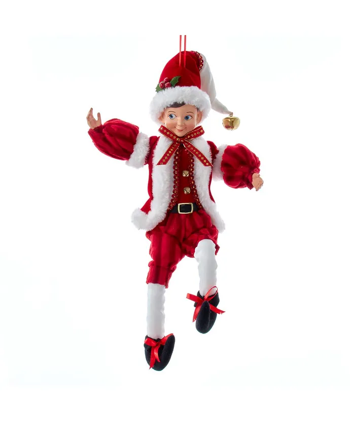 Elfo di Babbo Natale Bianco e Rosso Kurt Adler
