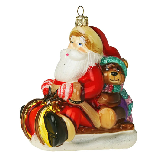 Acquista in Italia Komozja Family Natale 2025 Babbo Natale e orsetto sulla slitta