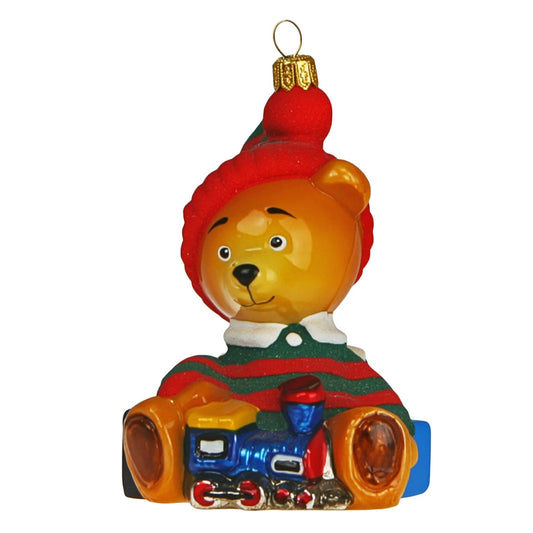 Acquista in Italia Komozja Family Natale 2025 Orsetto con un cappellino rosso e un treno