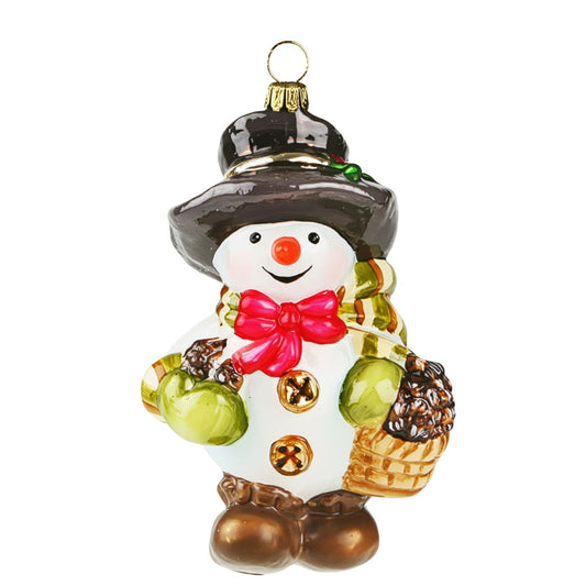 Acquista in Italia Komozja Family Natale 2025 Pupazzo di neve con un cestino di fiori