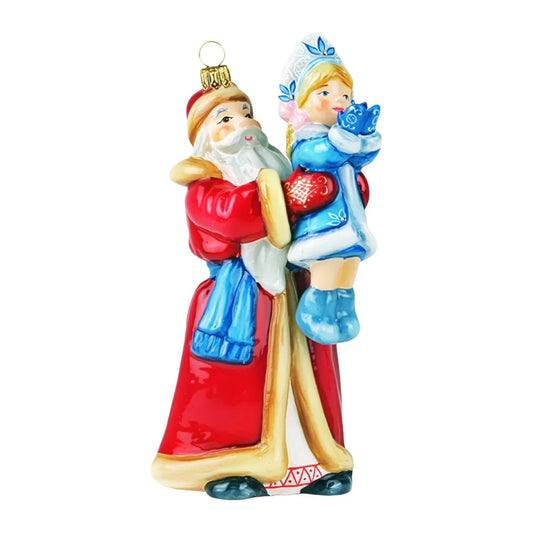 Acquista in Italia Komozja Family Natale 2025 Babbo Natale che tiene in braccio una bambina con un fiocco di neve