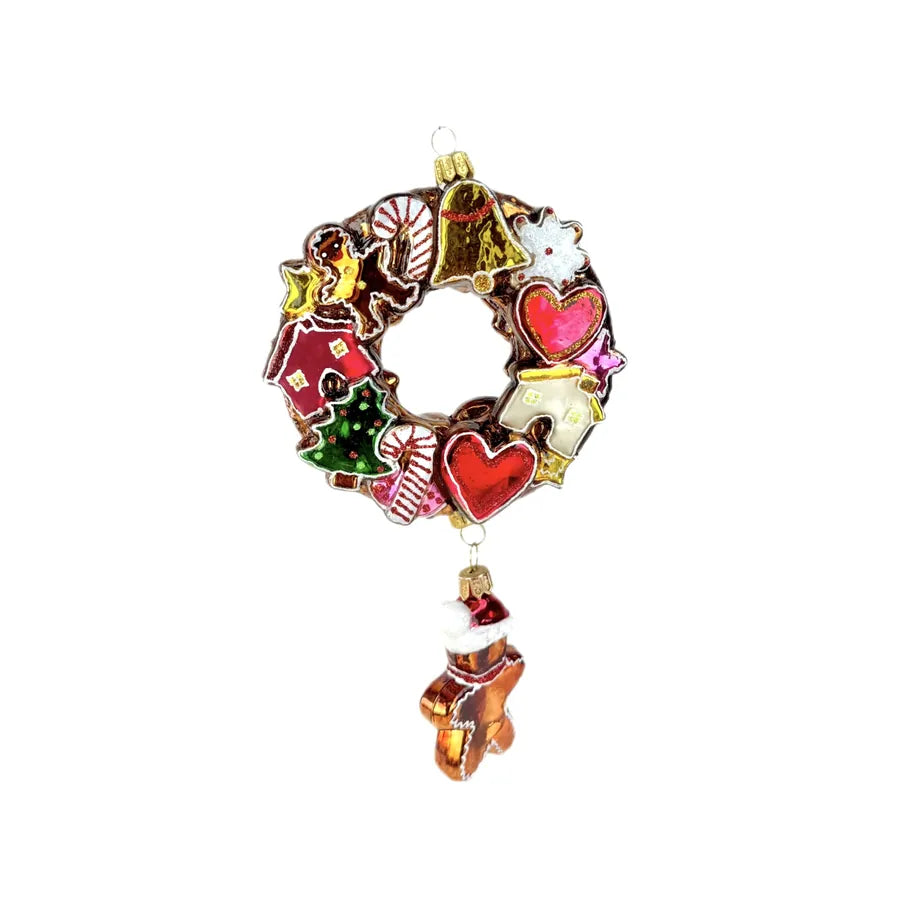 Gingerbread Wreath Koronex 1973X Decorazione Natale Vetro Soffiato