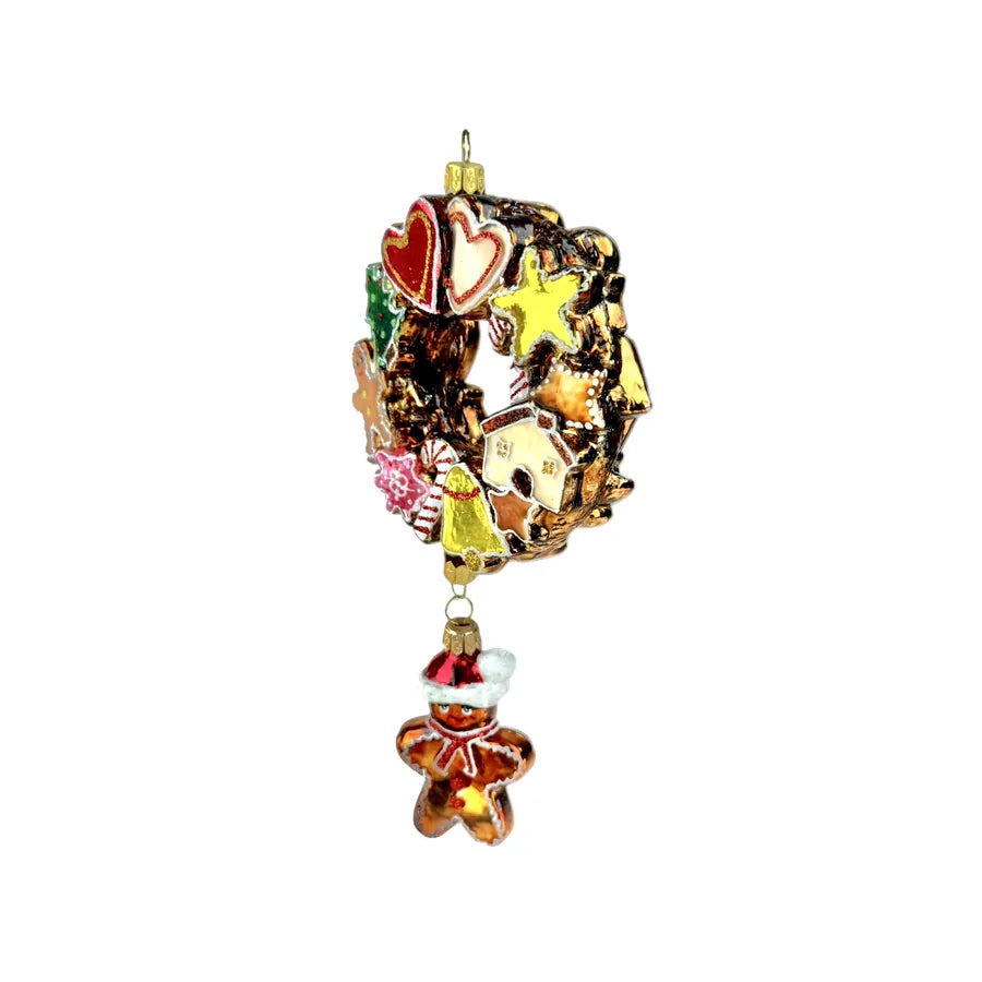 Gingerbread Wreath Koronex 1973X Decorazione Natale Vetro Soffiato