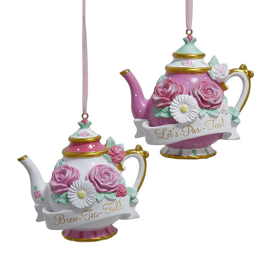 Set 2 Decorazioni Teiera Floreale | Kurt Adler