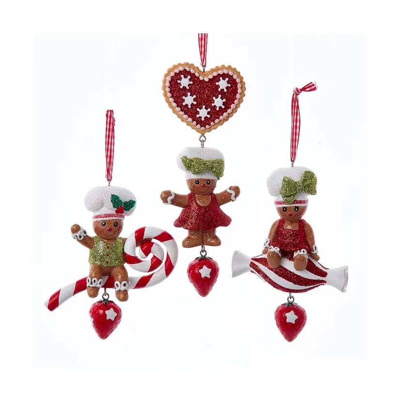 Set di 3 ornamenti Gingerbread caramelle e biscotto H5687