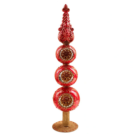 Preordina Christmas Couture Vivid Red Baroque Puntale Albero in Vetro