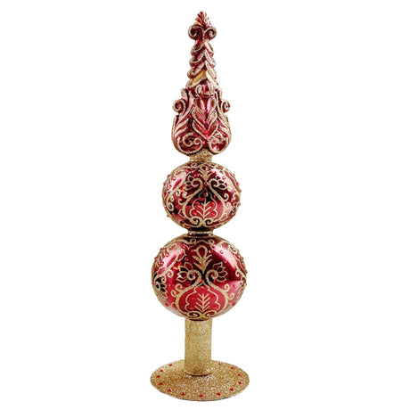 Ruby Red Baroque Puntale Albero in Vetro