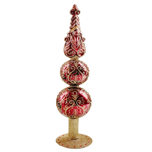 Ruby Red Baroque Puntale Albero in Vetro