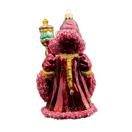 Winter Red on the Wood Ornamento Albero in Vetro