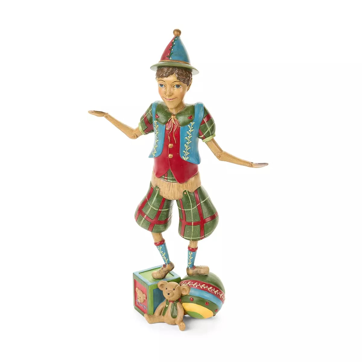 Burattino Portacandele In Resina Nuvole di Stoffa