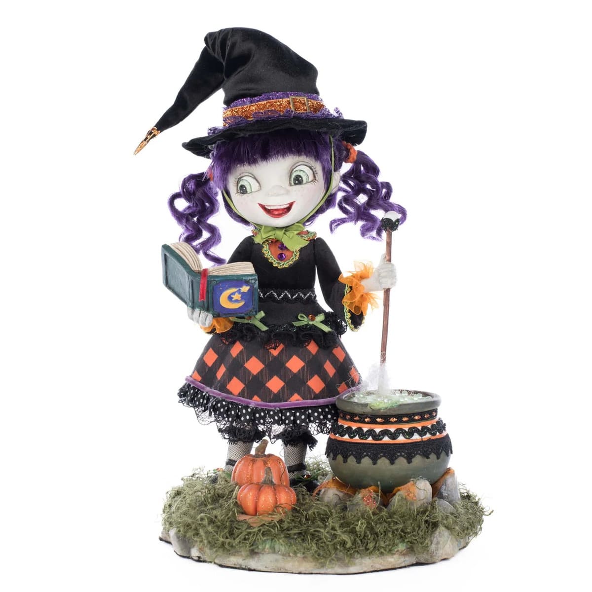 Poppy Broomson Witch Tt Or/Blk 30Cm - Katherine's Collection Christmas Decoration | North Pole Christmas Shop®
