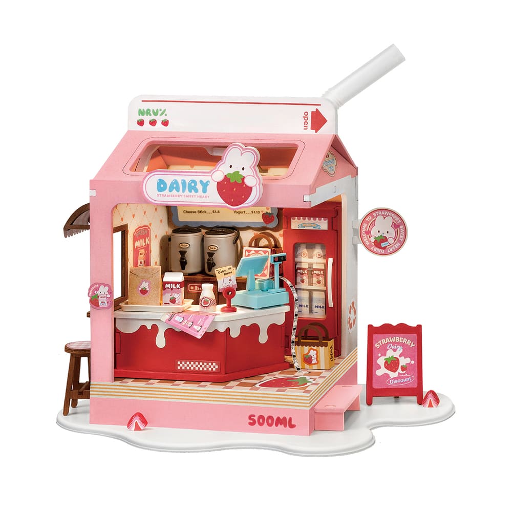 Rolife Strawberry Milk Box Kit Fai-Da-Te Creativo E Decorazione DS034