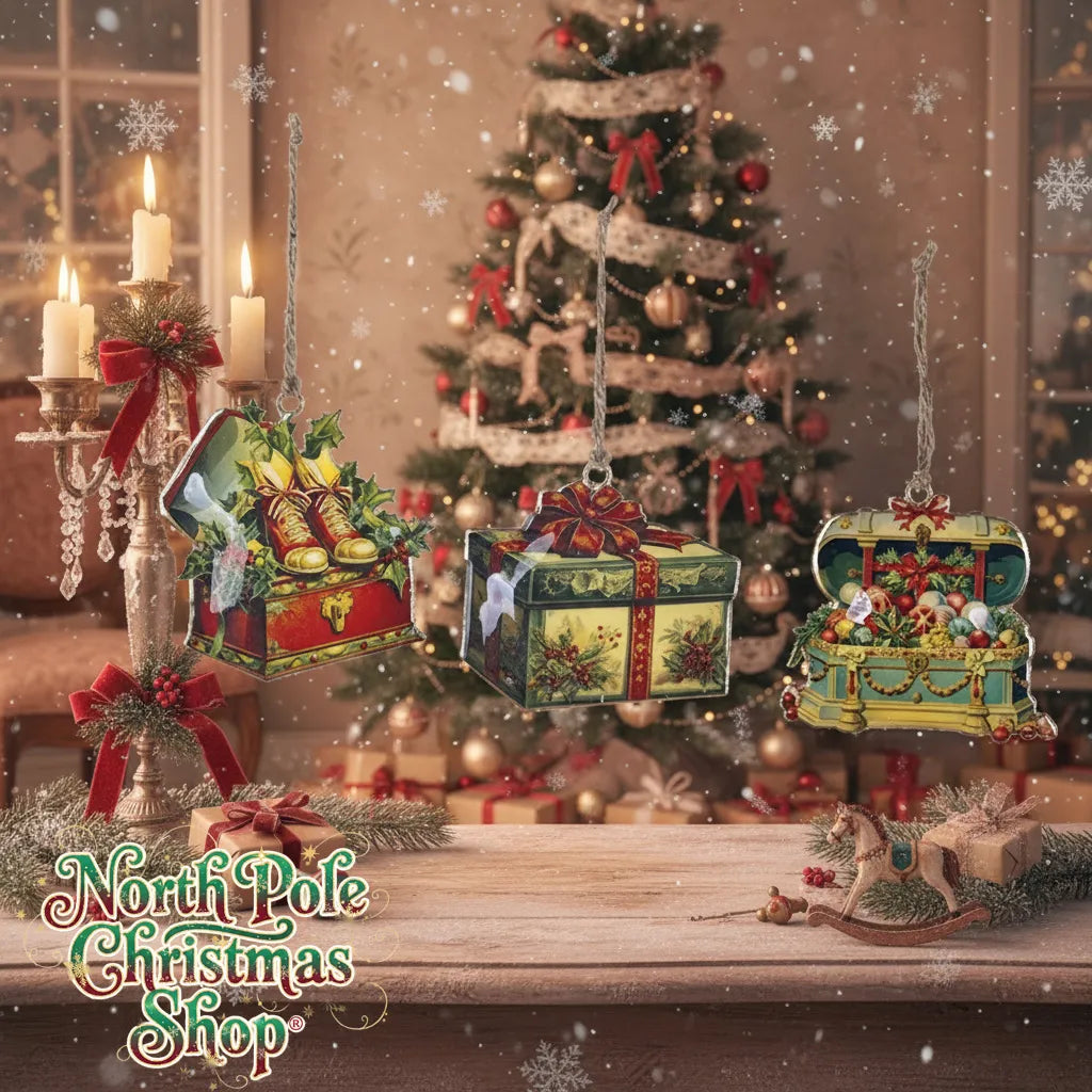 Set 3 Scatole Regalo Metallo Vintage | Ornamenti Natale Retrò