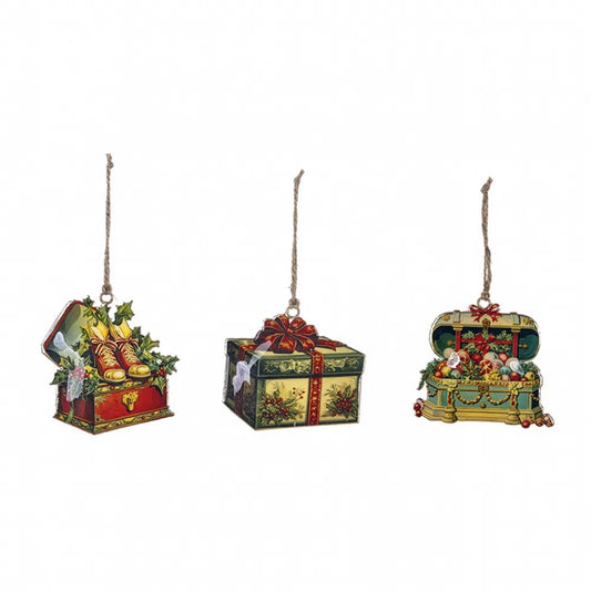 Set 3 Scatole Regalo Metallo Vintage | Ornamenti Natale Retrò