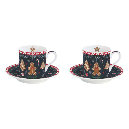 Set 2 tazzine caffe con piattini Gingerbread Easy Life