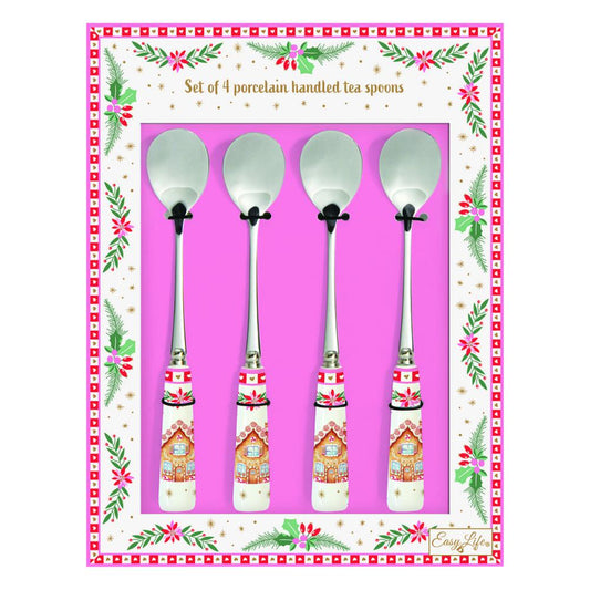 Set 4 cucchiaini da tè con manico in porcellana Sweet Christmas Easy Life
