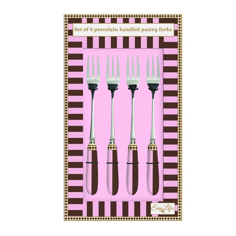Set 4 forchette dolce con manico in porcellana Sweet Moments Easy Life