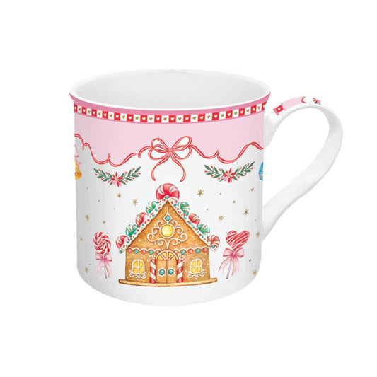 Set 4 mug in fine china Sweet Christmas Easy Life