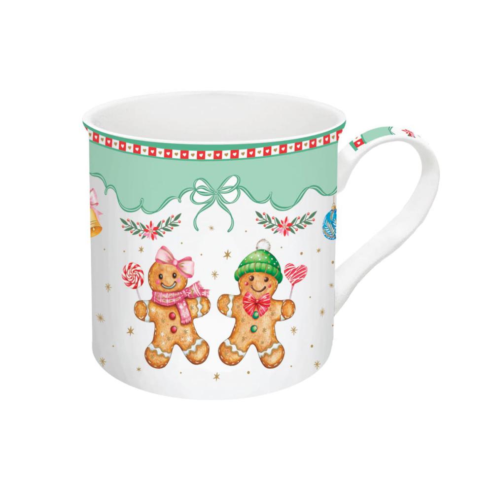 Set 4 mug in fine china Sweet Christmas Easy Life