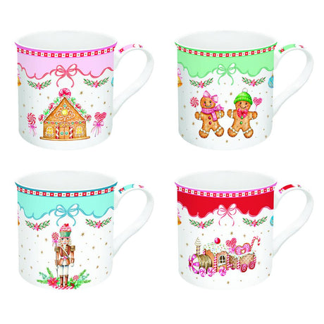 Set 4 mug 300 ml in fine china SWEET CHRISTMAS Easy Life Pozzi Milano