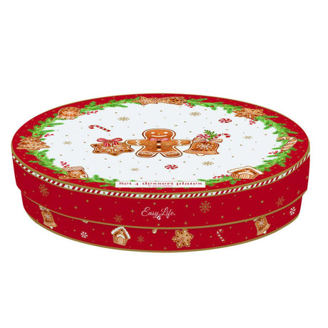 Set 4 piatti dessert in porcellana Fancy Gingerbread Easy Life