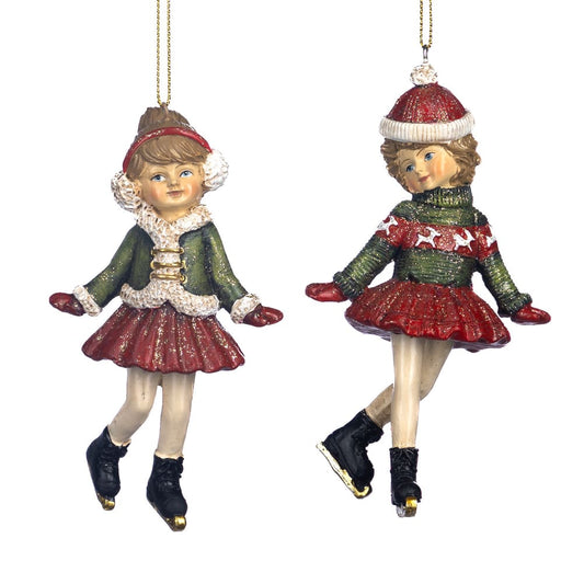 Set di 2 ornamenti bambine vintage che pattinano Goodwill MC 38302