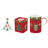 Set mug e poggiabustine da the in porcellana Jingle Bells Easy Life