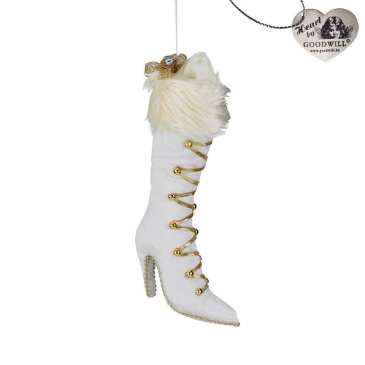 Fabr.Fur Lady Boot Orn Crm/Gld 29Cm - Goodwill Christmas Decoration | North Pole Christmas Shop®