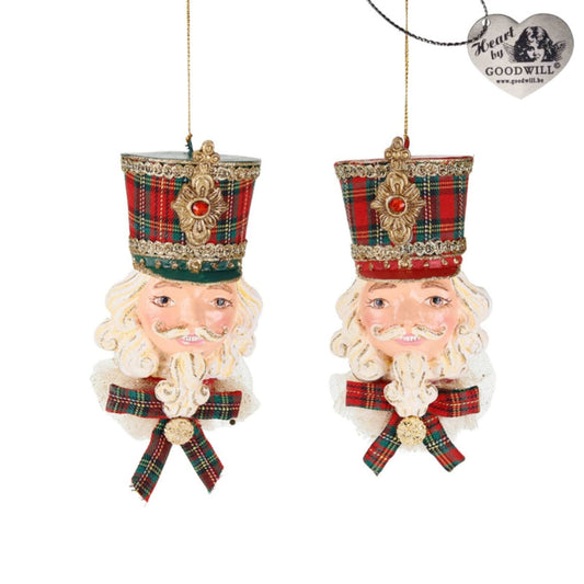 Tart.Nutcracker Head Orn Ass/2 Rd/Grn 16Cm - Goodwill Christmas Decoration | North Pole Christmas Shop®