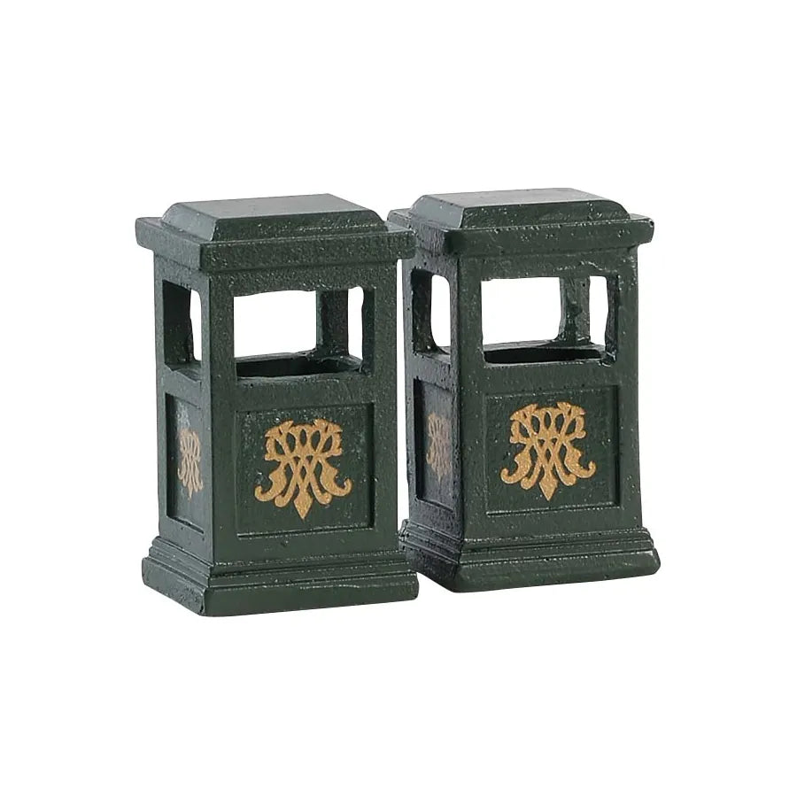 Lemax 84386 Green Trash Can Set | North Pole Christmas Shop