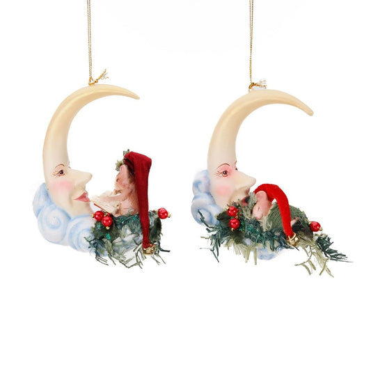 Woodl.Bedtime Mouse On Moon Orn Ass/2 Yl 13,5Cm - Goodwill Christmas Decoration | North Pole Christmas Shop®