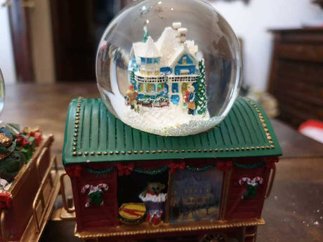Thomas Kinkade Trenino Natalizio Snowglobe Set di 6