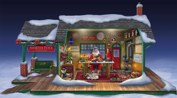 Thomas Kinkade Laboratorio dei treni di Babbo Natale