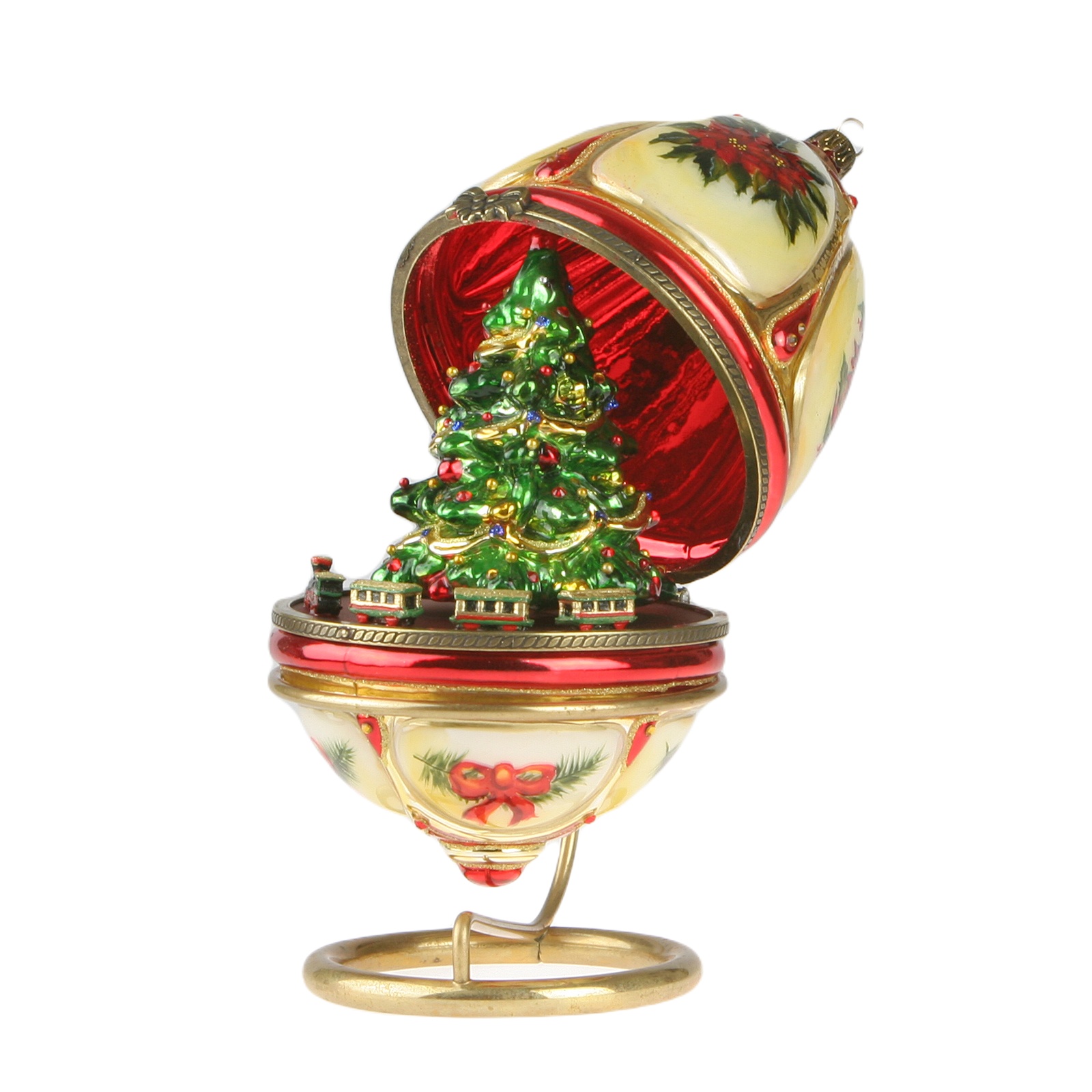 Uovo stile Fabergè con Albero e Treno Komozja Family