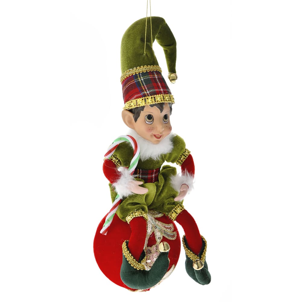 Acquista in Italia Iliadis Elfo di Natale verde e rosso seduto su palla