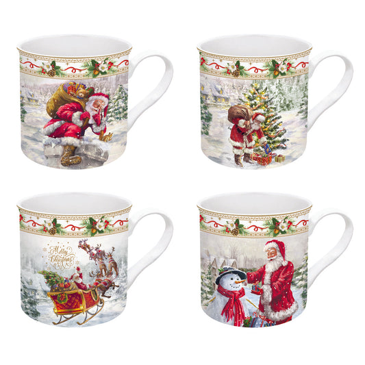 Set 4 mug in porcellana fine china in gift box Christmas Time