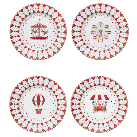 Set 4 piatti dessert in porcellana Christmas Wonderland Easy Life