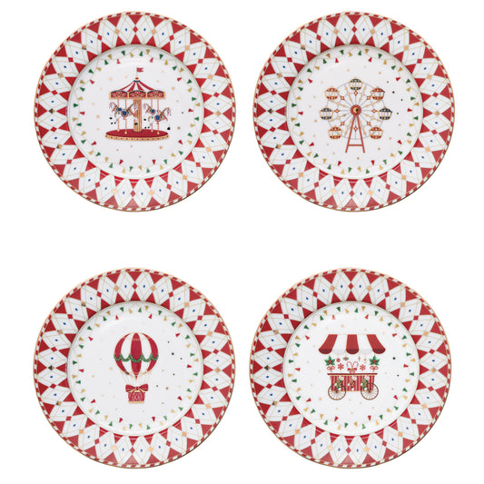 Set 4 piatti dessert in porcellana Christmas Wonderland Easy Life