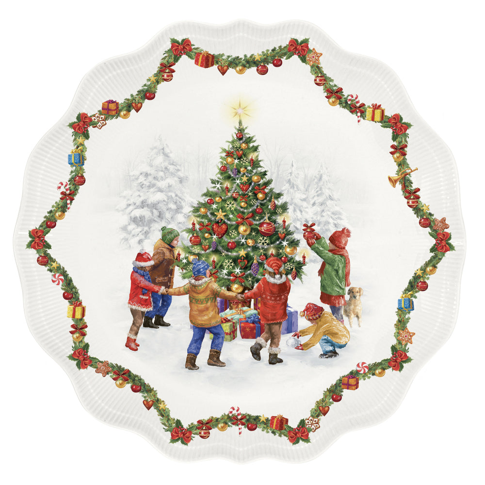 Acquista in Italia Vassoio tondo in porcellana Christmas Round Dance, articolo R2783#RNDA della collezione di Easy Life.