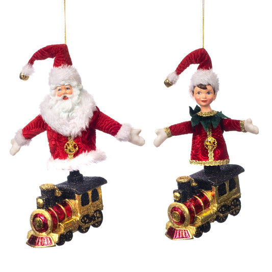 Acquista in Italia Santa Claus con Elfo su Treno 2 Ornamenti Assortiti Goodwill Belgium