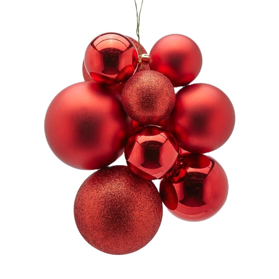 Grappolo di Palle di Natale Rosso EDG