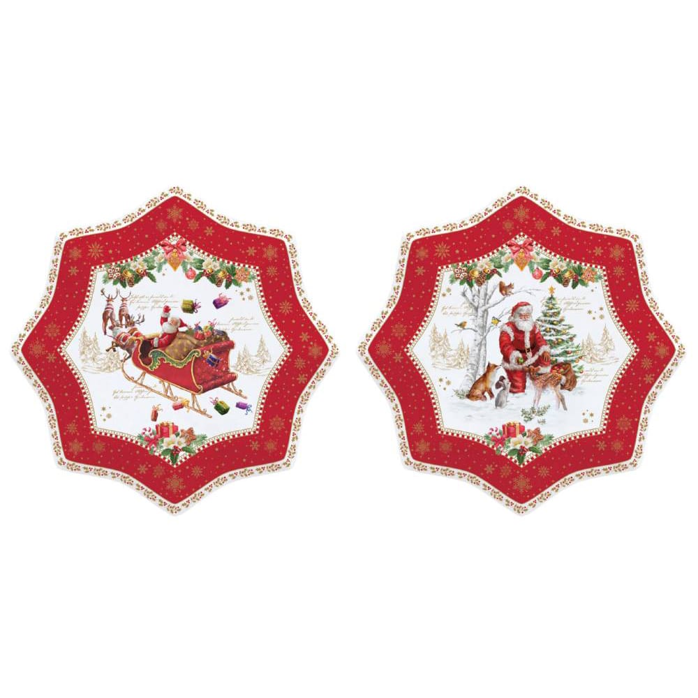 Acquista in Italia Set 2 piattini dessert in porcellana Christmas Memories Easy Life R1001_CHME