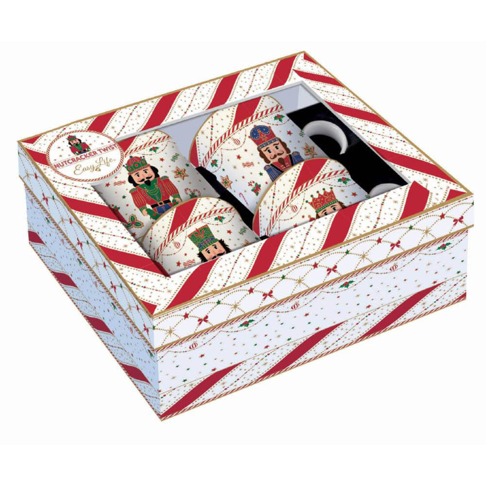 Acquista in Italia Set 4 mug 300 ml in porcellana in scatola regalo Nutcracker Twist Easy Life R0179_NTWI