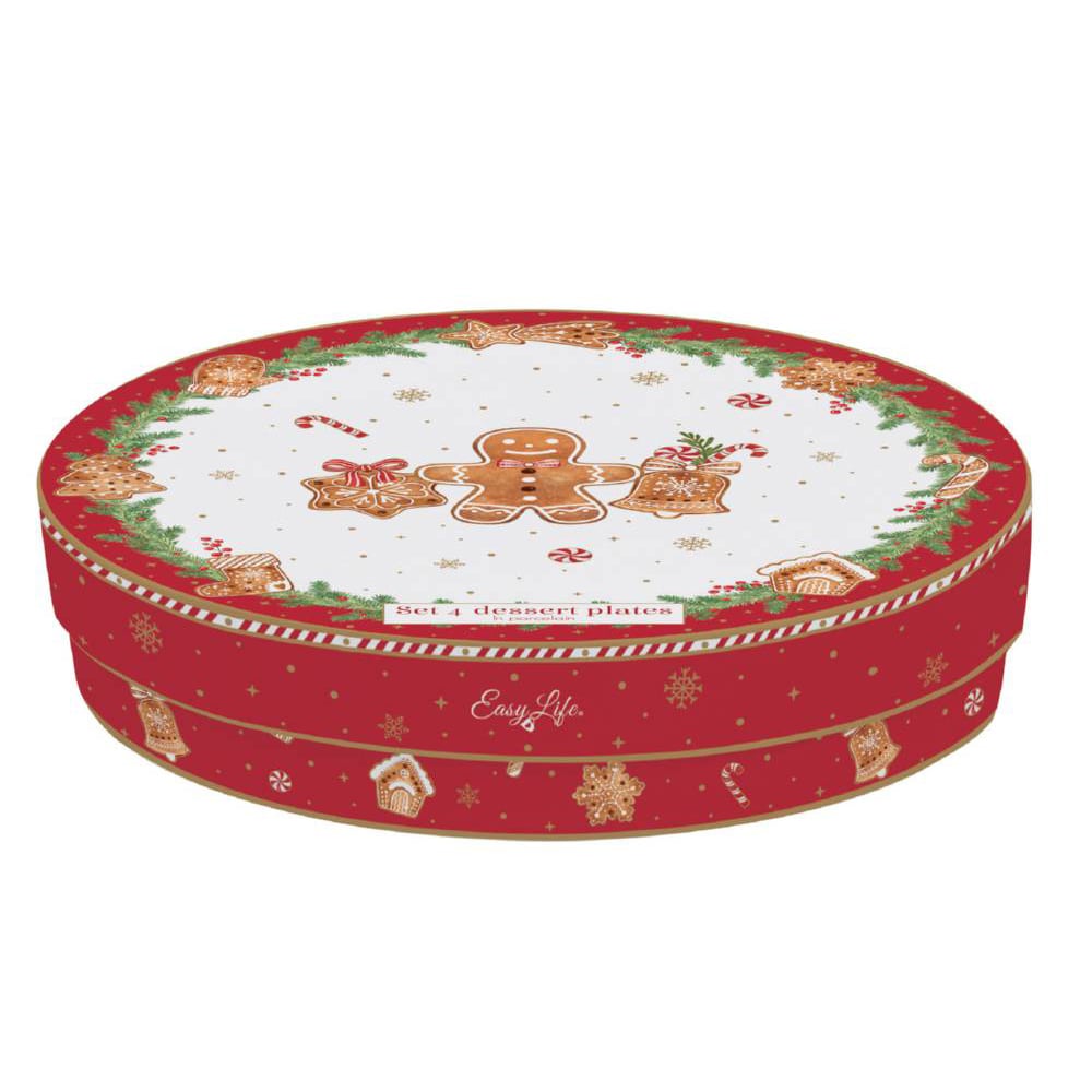 Acquista in Italia Set 4 piatti dessert in scatola regalo Fancy Gingerbread Easy Life R0924_FANG