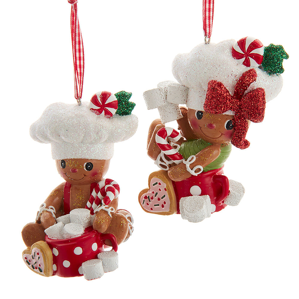 Kurt Adler Set di 2 ornamenti personaggi gingerbread boy and girl H5626