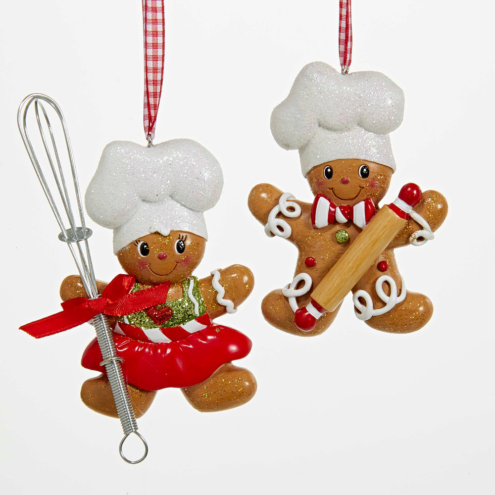 Kurt Adler Set di 2 ornamenti personaggi gingerbread cucina H5099