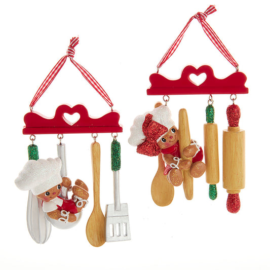 Kurt Adler Set di 2 ornamenti personaggi gingerbread cucina H5625