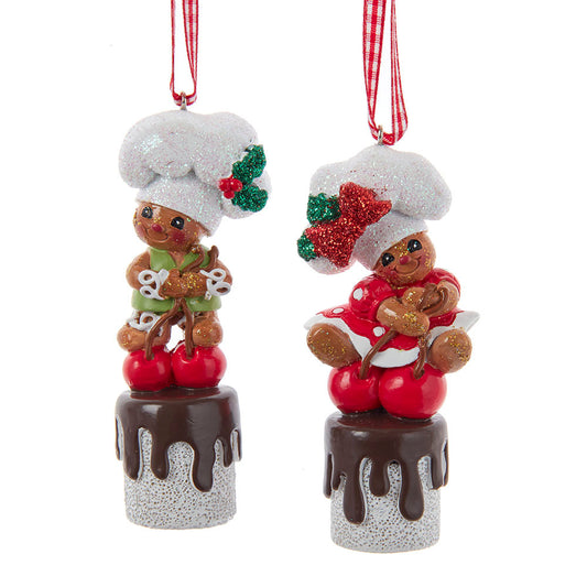 Kurt Adler Set di 2 ornamenti personaggi gingerbread marshmallow H5652