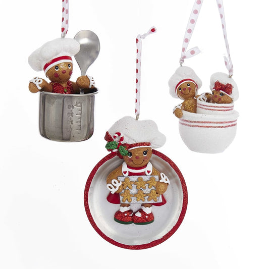 Set di 3 ornamenti personaggi gingerbread cucina H5145