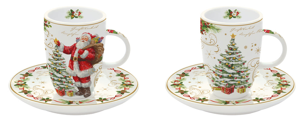 Set 2 tazzine caffè con piattini in porcellana Magic Christmas